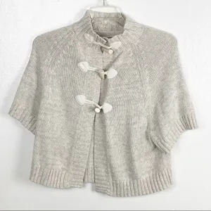OLD NAVY Cream Knit Short Sleeves Toggle Closure Cardigan Small Neutral Boho thumbnail 1