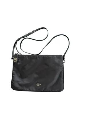 Coach Cross Body Crossbody Handbag Black Nylon Multiple Zip Up Compartment 11X7 thumbnail 2
