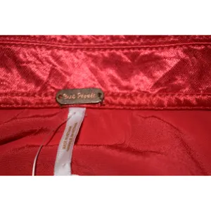 Free People‎ Star Eyes Top Women M Red NEW Crinkle Satin Tie Front Long Sleeve thumbnail 4