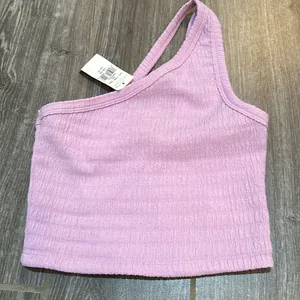 stretchy lavender mini one shoulder crop top NEW NWT XS XXS thumbnail 1