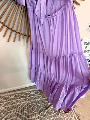FRNCH Lilac Button-Front Tiered Maxi Dress Tie Back Wedding Guest Shower Spring thumbnail 12