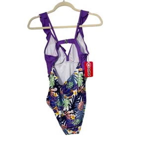 PatPat Women Purple Ruffle Tropical Floral‎ One Piece Swimsuit PS0005124 Medium thumbnail 6