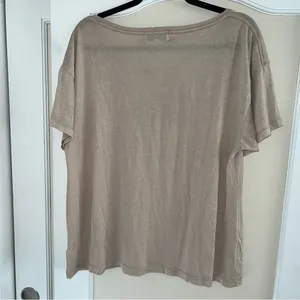 Wildfox Engaged Beige Swoop Neck T-Shirt Oversized thumbnail 3