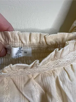 Altar'd State Cream Ruffled‎ Puff-Sleeve Crop Top thumbnail 4