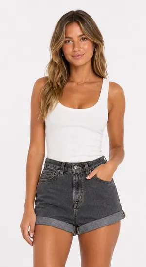 BDG Urban Outfitters Mom Shorts 25 High‎ Rise Cuffed Black Denim Festival Y2K thumbnail 1