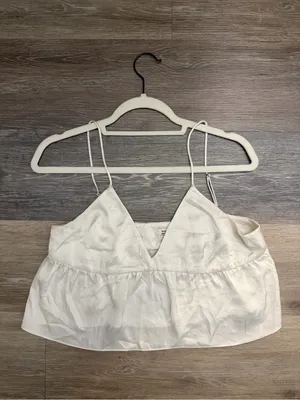 Aritzia Cream Satin Spaghetti Strap Camisole thumbnail 4