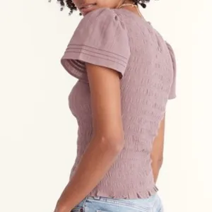 Madewell Lucie Flutter-Sleeve Smocked Bodice Top - Fig Size M thumbnail 4