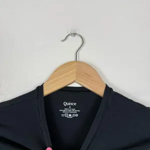 QUINCE Black Stretch Cotton Jersey Long Sleeve Bodysuit thumbnail 4