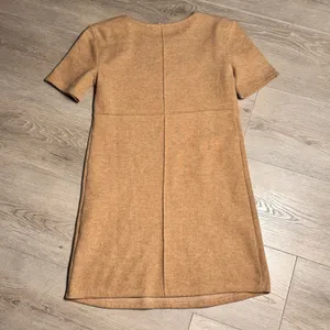 ZARA Camel Knit Sweater Crew Neck Short Sleeve A-Line Dress‎ Size Small S thumbnail 2