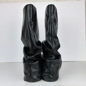 Azalea Wang Mate Boots Womens 11 Black Ruched Mid Calf Lug Sole Moto Y2K Gothic thumbnail 11