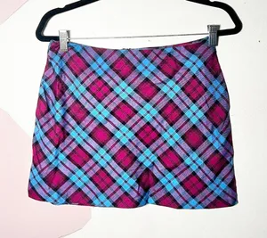 Vtg Y2k 2000s Plaid Mini Skirt Medium Pink Blue 90s Grunge School Girl‎ thumbnail 1