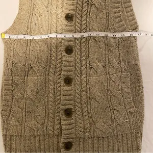 Uniqlo Women 6 Sleeveless Cardigan Vest Cable Knit Button Up‎ Grandpa Chunky thumbnail 8