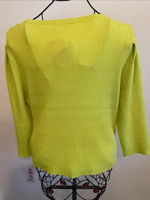 Nanette Lepore Kasper Neon Lime Chain-Trim Crewneck Sweater thumbnail 10
