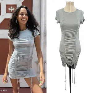 Urban Outfitters‎ Lioness Eyes For You Ruched Mini Dress Short Sleeve Gray XS thumbnail 2