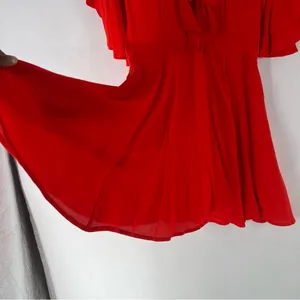 Yumi Kim Over The Edge Dress Vibrant Red Tie Front‎ Cutout Mini Size XS thumbnail 6