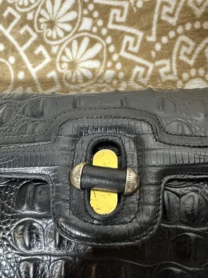 Brahmin Black Croc-Embossed Shoulder Bag with Gold Hardware thumbnail 5