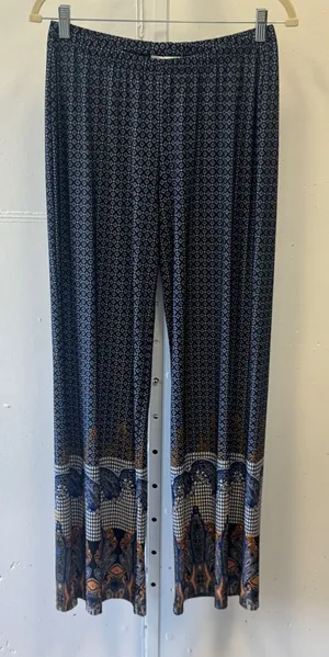 Dressbarn Paisley Border Print Wide Leg Stretch Pants Size Medium Boho Festival thumbnail 1