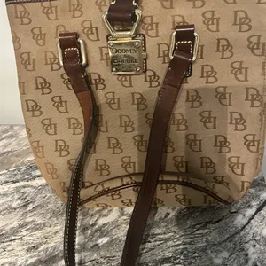 Dooney & Bourke Beige and Dark Brown Monogram Bucket Bag thumbnail 3