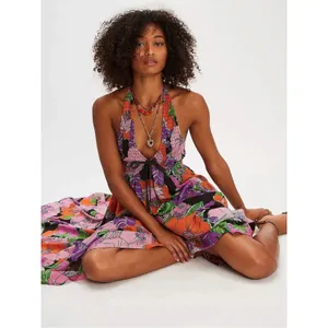Free People Bohemian Retro 70s Beachy Bayside Florals Halter Maxi Dress Small thumbnail 4