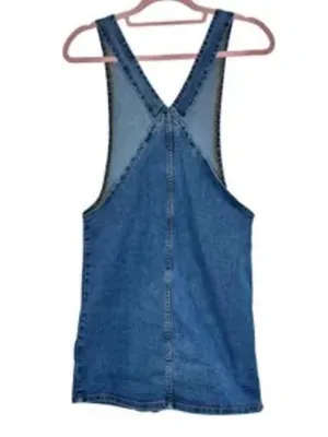 SO Denim Jumper Dress, Blue Jean Mini Pinafore, Y2K Layering Dress, Size Small thumbnail 2