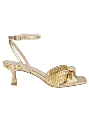 Jewel Badgley Mischka True Kitten Heel Sandals Wrap Strap Gold Yellow 6.5M thumbnail 13