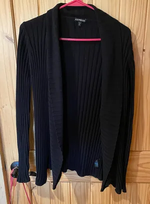 Express Black Ribbed Cardigan thumbnail 1