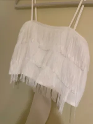 Altar'd State White Fringe Crop Top thumbnail 3