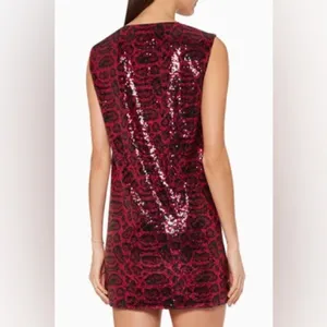 RtA Road to Awe Stevie Sequin Animal Print Sheath Mini Dress Pink Black Size XS thumbnail 3