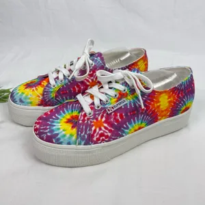 Superga Canvas Platform Sneakers Rainbow Tie Dye Womens Size 8.5 - 9 Like New thumbnail 7
