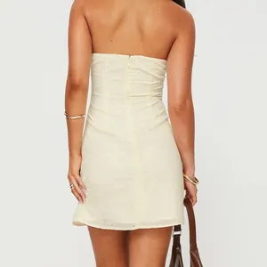 Princess Polly Malena Lemon Eyelet Strapless Mini Dress thumbnail 4