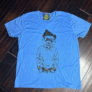 Crewneck unisex tee shirt bear design casual modern summer loungewear thumbnail 1