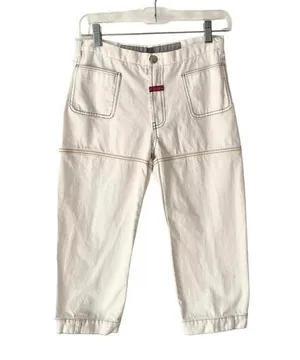 Marithe Francois Girbaud White Denim Capri Cropped Rainbow Embroidered Jeans 27 thumbnail 1