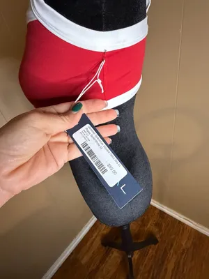 Interval Glimmer Spacedye Square Neck Bra in Poppy Solid/White Red Size M thumbnail 4