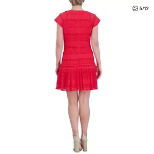 Jessica Howard Red Lace Flutter Sleeve Dress Size 14 NWT Cocktail Wedding‎ thumbnail 2