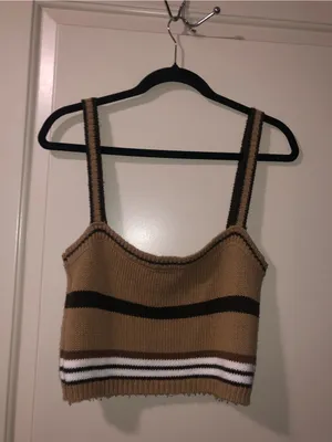 EARTHBOUND Striped Knit Crop Top in Brown, Black, Cream thumbnail 4