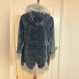 Women's‎ Black and Gray Faux Fur Puffer Coat Size Large thumbnail 6