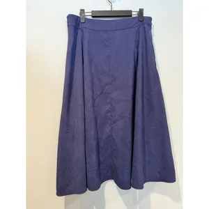 A Line Midi Skirt XL Navy Corduroy Prairie Retro Mod Minimalist Academia Cottage thumbnail 2
