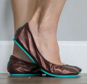 Tieks‎ Sz 8 Ballet Flat Rasberry Truffle Brown Metallic Leather By Gavrieli RARE thumbnail 1