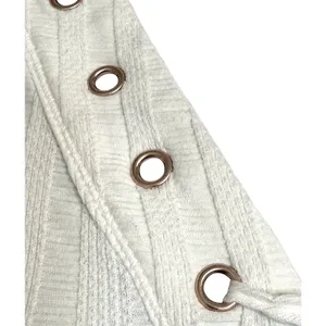 FREE PEOPLE Ivory Ribbed Lace Up Grommet V-Neck 3/4‎ Sleeve Top Size XS thumbnail 6