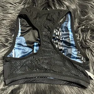 BEYOND YOGA Lux Blocked Out Racerback Rainy Clouds Blue Black Crop Top SzS thumbnail 4