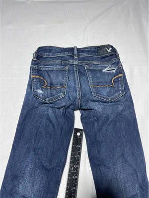 American Eagle Dark Wash Distressed Skinny Jeans Size 00 Regular thumbnail 7