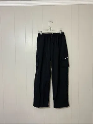 Nike NSW Street Woven Cargo Pants Women’s L Black Parachute Utility Y2K thumbnail 2