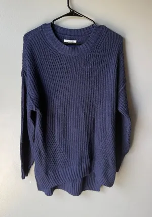 American Eagle XXS Navy Chunky Knit Sweater Oversized Crewneck Cozy Women’s thumbnail 1