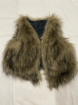 Faux Fur Brown Vest - Women's Cozy Layering Vest thumbnail 1