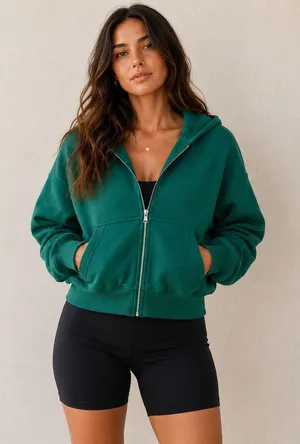 Aritzia TNA Cozy Fleece Green Boyfriend Zip Hoodie Oversized Small thumbnail 1