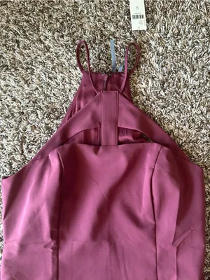 By Anthropologie Halter Cutout Slim Midi Dress in Cherrywood thumbnail 7