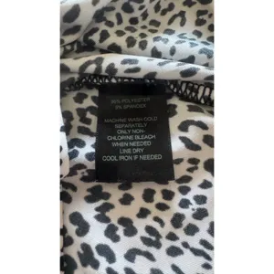 White House Black Market XS Leopard Print Ruched Sweetheart Tank Top Black White thumbnail 4