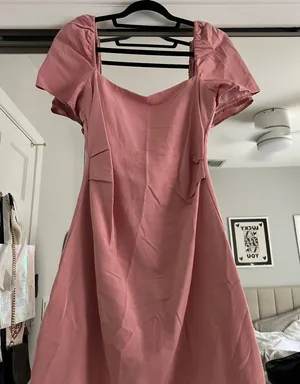 ZARA Pink Puff Sleeve Dress thumbnail 1