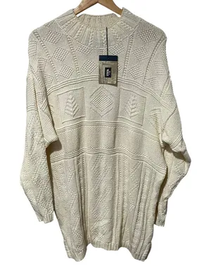 Vintage Woolrich Cable Knit Tunic Sweater Made In USA Women’s M Cotton NEW NOS thumbnail 1