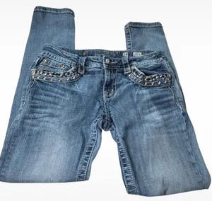 Y2K vintage miss me jeans 28×28 cyber grunge bling low rise skinny thumbnail 2
